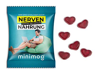 Fruchtgummi Standardformen 15 g Herz Standard-Folie weiß