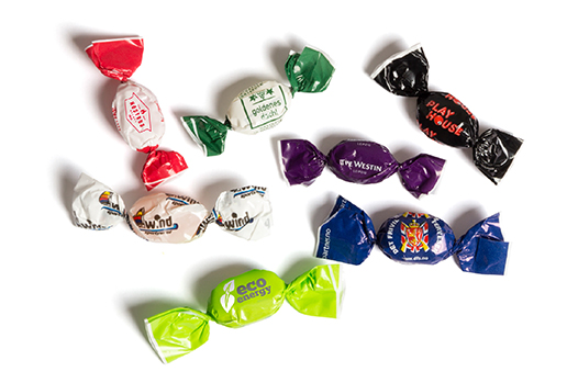 3 g Bonbons im Werbewickler 3 g Pfefferminz Standard-Folie transparent