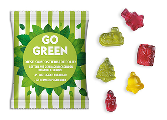 Fruchtgummi Weihnachtsedition 10 g  transparente kompostierbare Folie