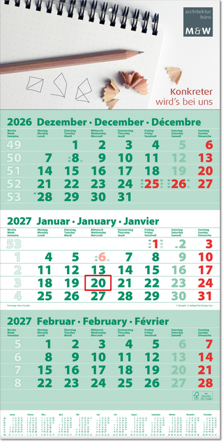 Drei-Monats-Planer  Trio, grün