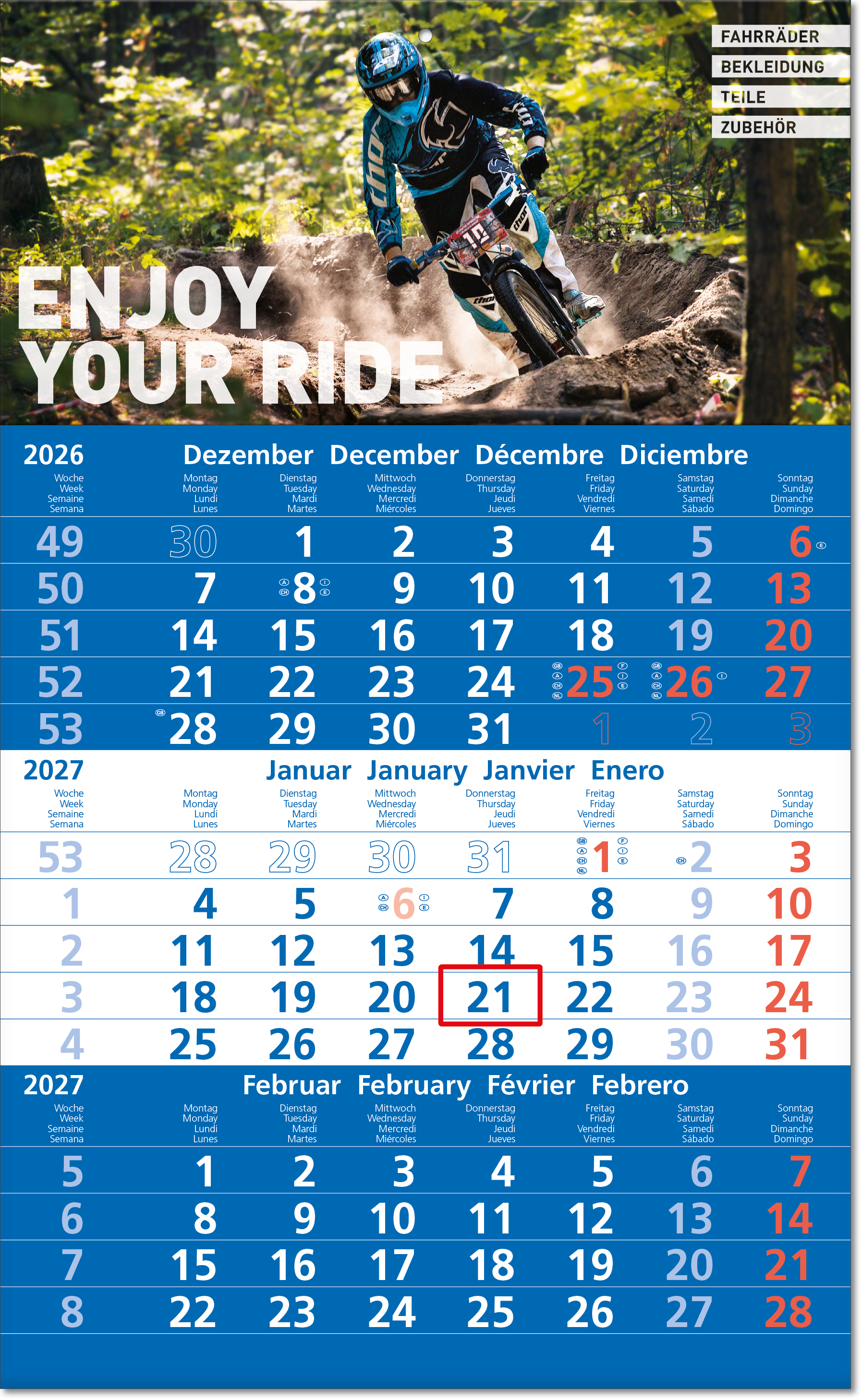 Drei-Monats-Planer Hit, blau