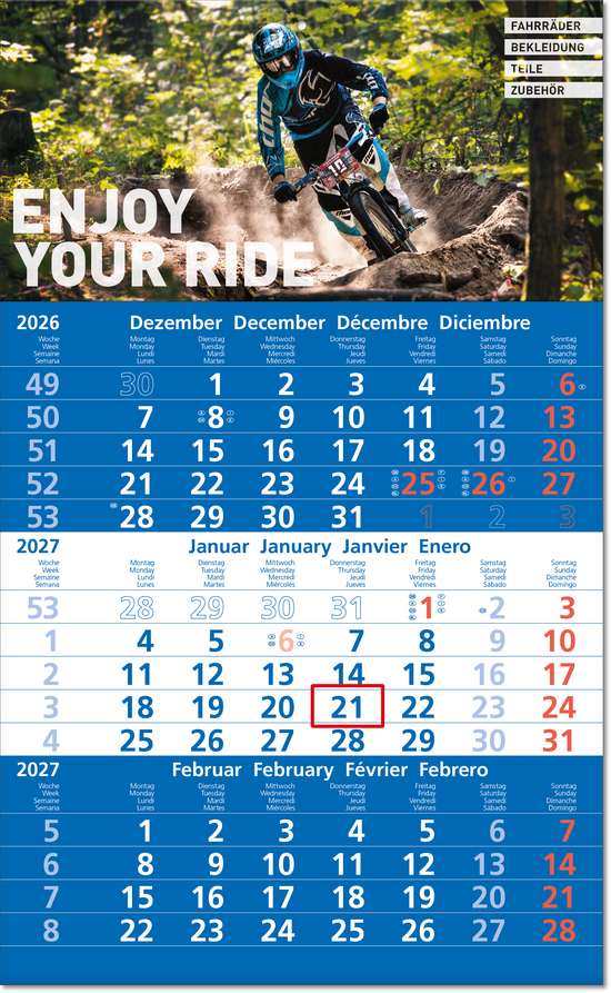 Drei-Monats-Planer Hit, blau