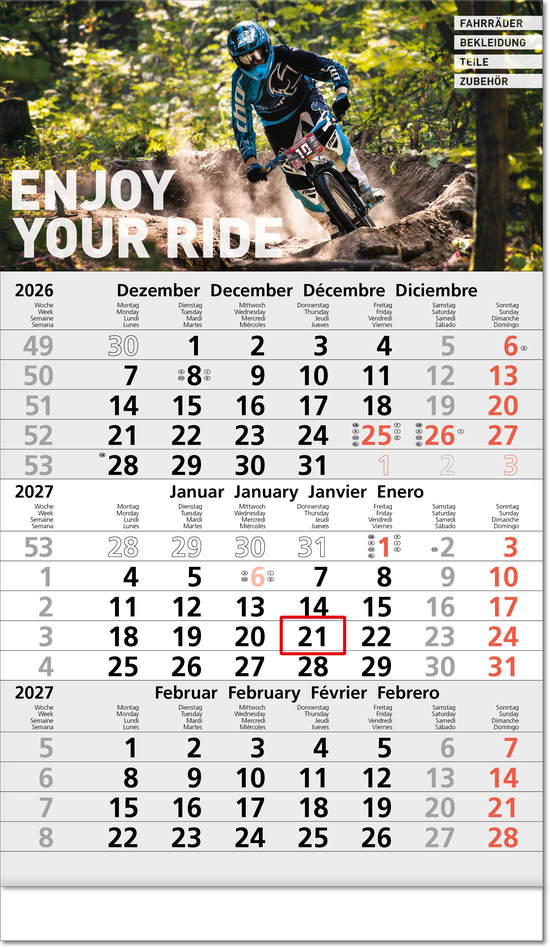 Drei-Monats-Planer Hit, grau, Fuß