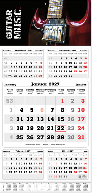 Fünf-Monats-Planer Classic times 5, Übersicht