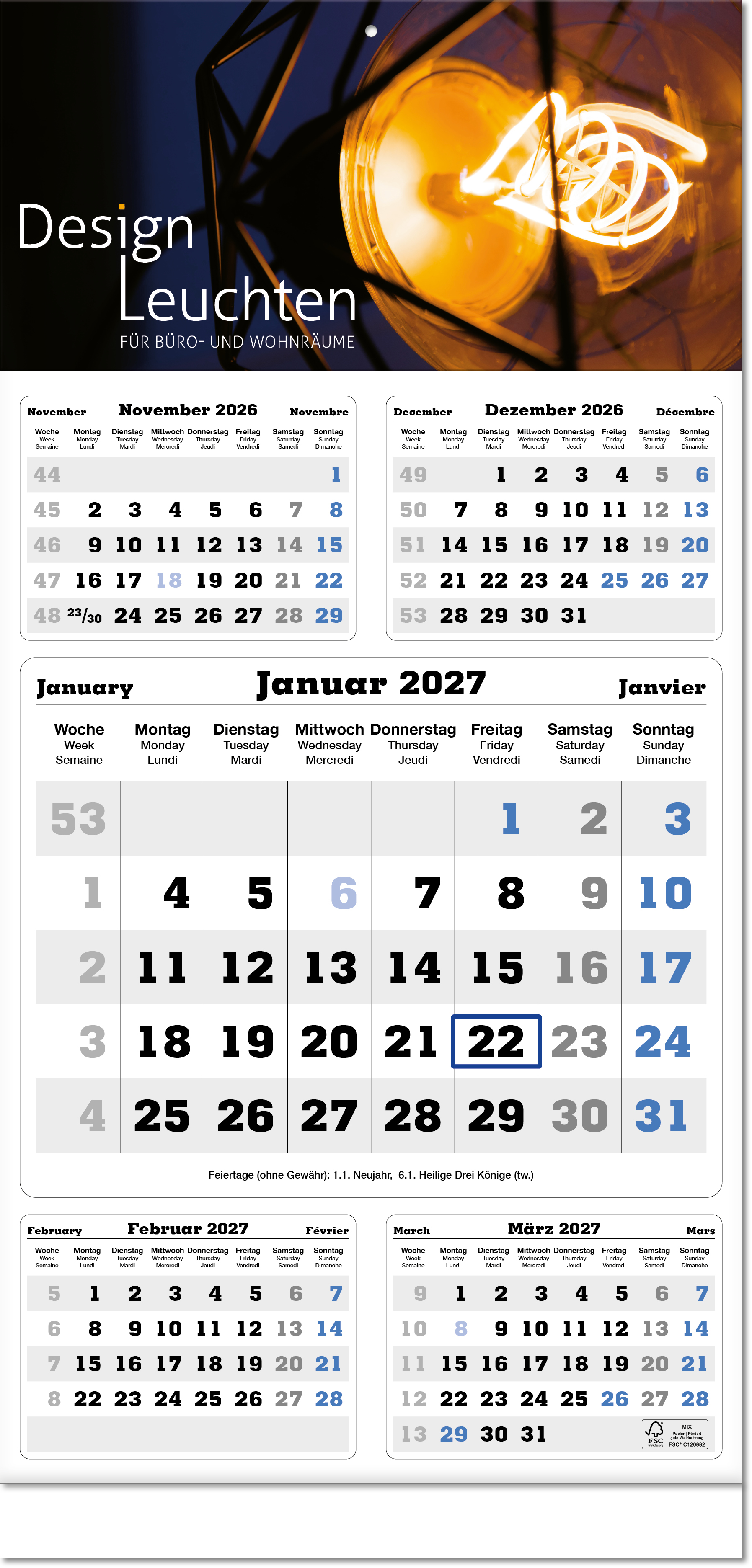 Fünf-Monats-Planer Classic times 5, blau, Fuß