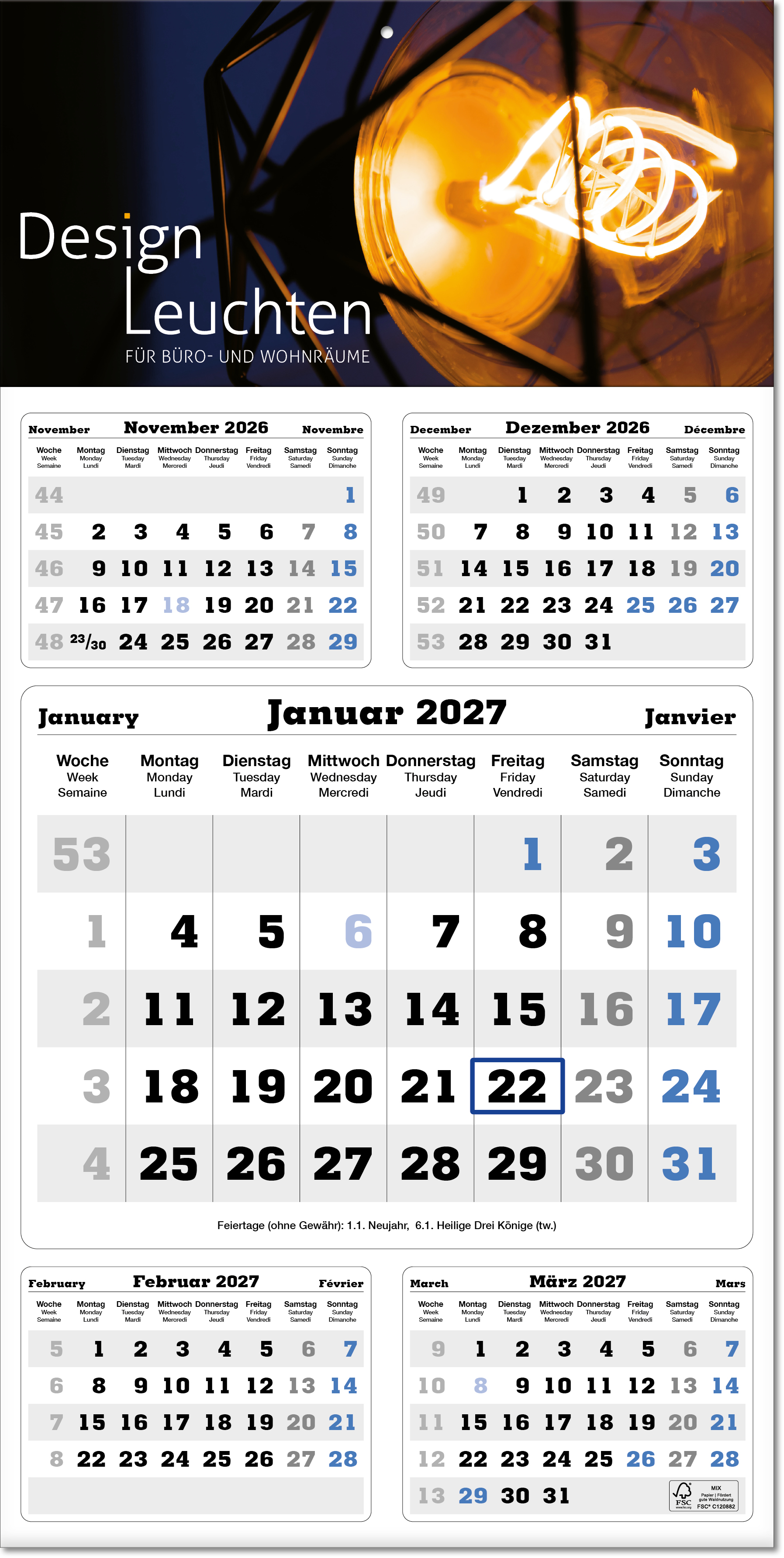 Fünf-Monats-Planer Classic times 5 blau