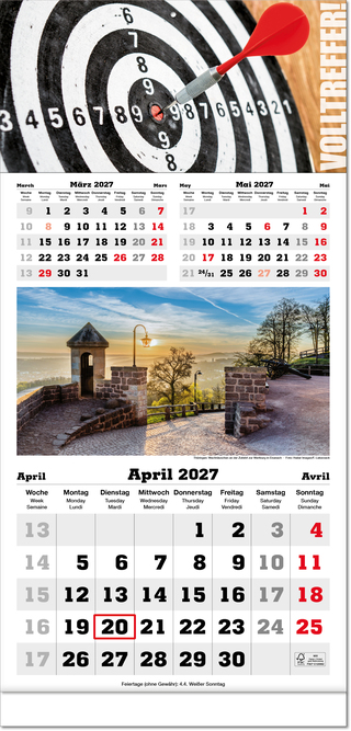 Drei-Monats-Planer Classic-Bildplaner, Fuß