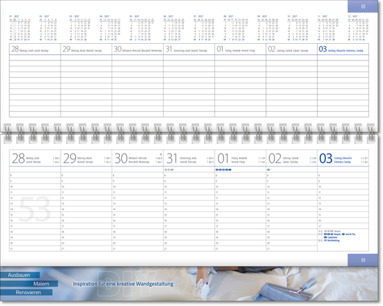 Schreibtischquerkalender Universal INT