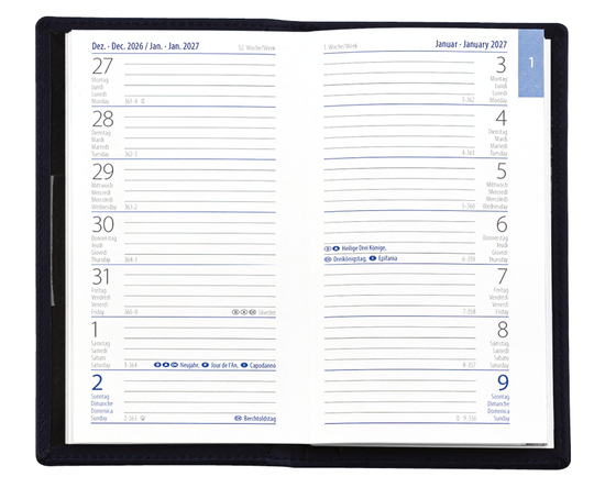 Taschenkalender Exquisit INT + ABC, Slinky mittelblau