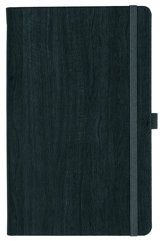 Notizbuch Style Medium im Format 13x21cm, Inhalt kariert, Einband Woody in der Farbe Charcoal