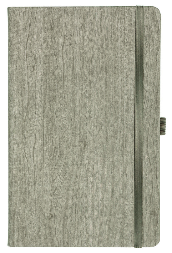 Notizbuch Style Medium im Format 13x21cm, Inhalt liniert, Einband Woody in der Farbe Sludge