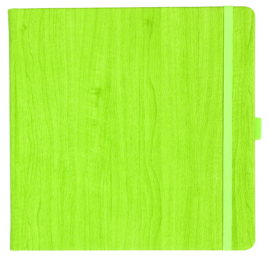 Notizbuch Style Square im Format 17,5x17,5cm, Inhalt kariert, Einband Woody in der Farbe Lime