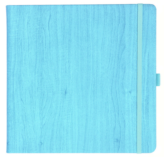 Notizbuch Style Square im Format 17,5x17,5cm, Inhalt kariert, Einband Woody in der Farbe Sky