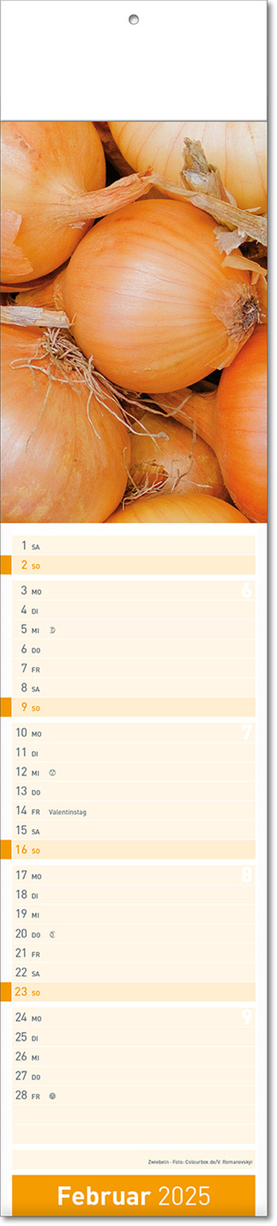 Kalender "Fresh" im Format 11 x 50 cm, mit Fälzel
