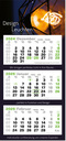 3-Monats-Kalender "Green3maxi" mit deutsch-mehrsprachigem Kalendarium im Format 38 x 81,6 cm