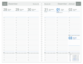 Wochentimer "Luxus", Kartoneinband