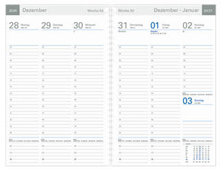 Wochentimer "Luxus", Kartoneinband