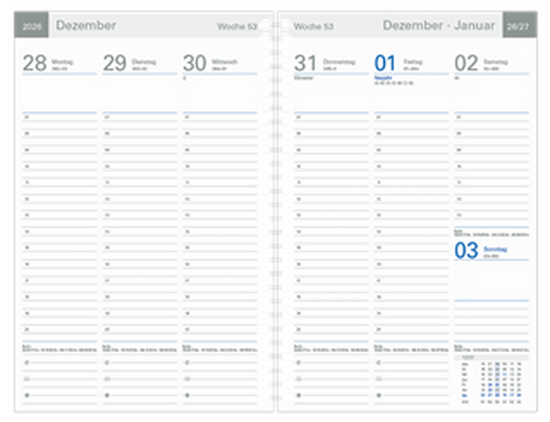 Wochentimer "Luxus", Kartoneinband