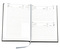 Buchkalender "Basic Chefkalender" im Format 14,5 x 20,5 cm, deutsches Kalendarium Grau mit Leseband, 320 Seiten Fadenheftung, Eckenperforation, Einband Balacron weiß