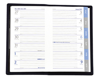 Taschenplaner "Exquisit Register" im Format 9 x 15 cm, deutsches Kalendarium Grau/Blau mit Registerstanzung, 64 Seiten gebunden, Kartoneinband