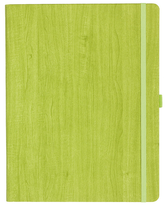 Notizbuch Style Large im Format 19x25cm, Inhalt kariert, Einband Woody in der Farbe Lime