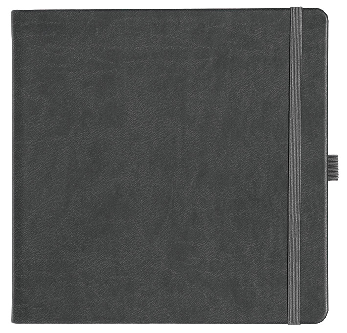 Notizbuch Style Square im Format 17,5x17,5cm, Inhalt kariert, Einband Slinky in der Farbe Dark Grey