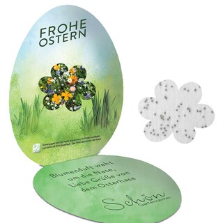 Samenpapier in Klappkärtchen Ei - Blümchen