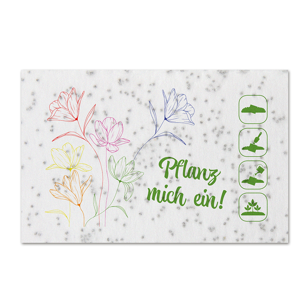 Samenpapier Visitenkarten - Blumenmischung, Druck 4/0-c