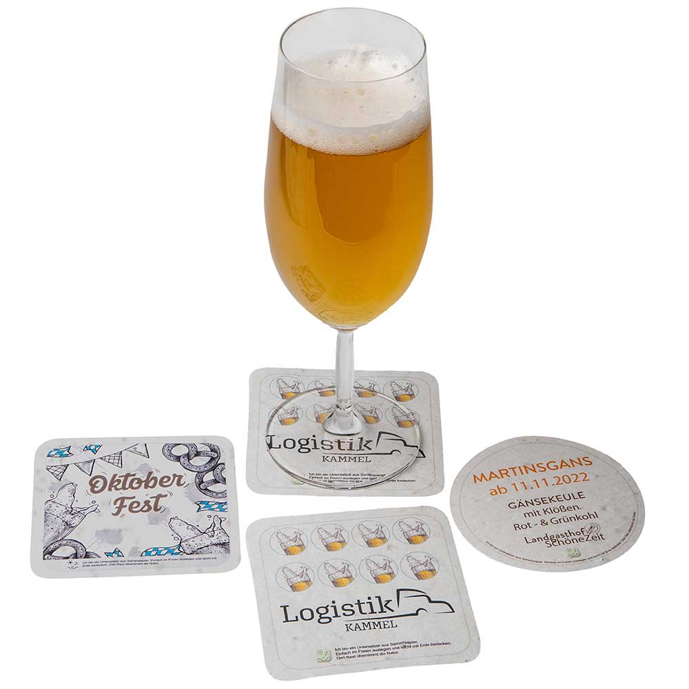 Samenpapier Bierdeckel - rund, Druck 4/0-C