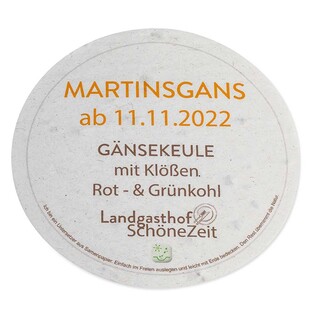 Samenpapier Bierdeckel - rund, Druck 4/0-C