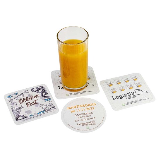 Samenpapier Bierdeckel - rund, Druck 4/0-C