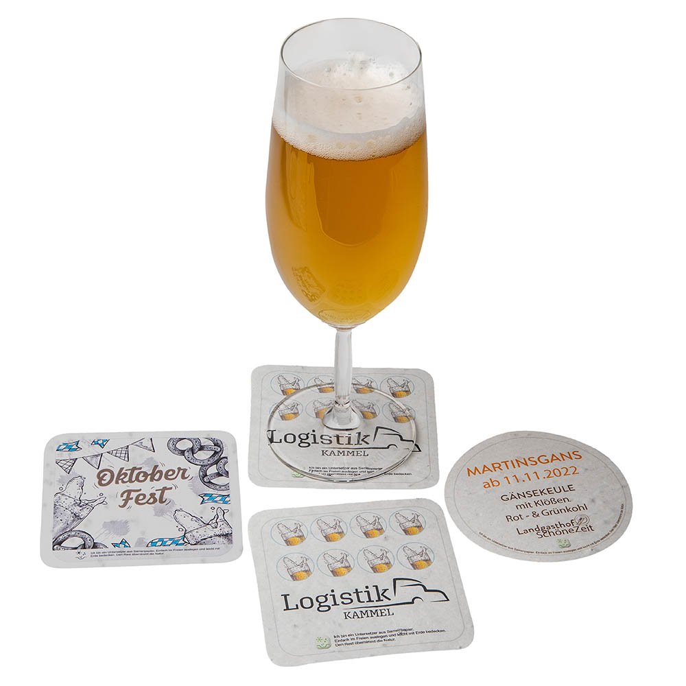 Samenpapier Bierdeckel - rund, Druck 4/4-C
