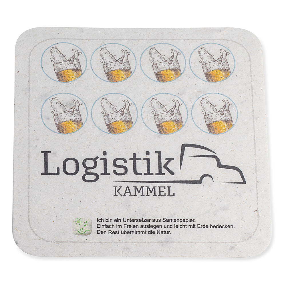 Samenpapier Bierdeckel - eckig, Druck 4/4-c