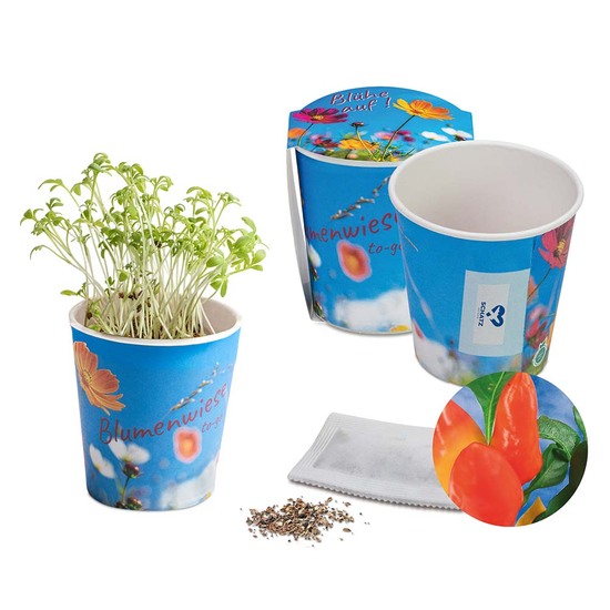 Blumenwiese To-Go - Ostern - Gewürzpaprika - neutral mit 1-c Logoeindruck