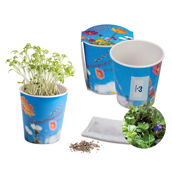 Blumenwiese To-Go - Ostern - Kräutermischung - neutral mit 1-c Logoeindruck