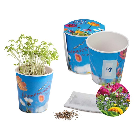 Blumenwiese To-Go - Ostern - Sommerblumenmischung - neutral mit 1-c Logoeindruck