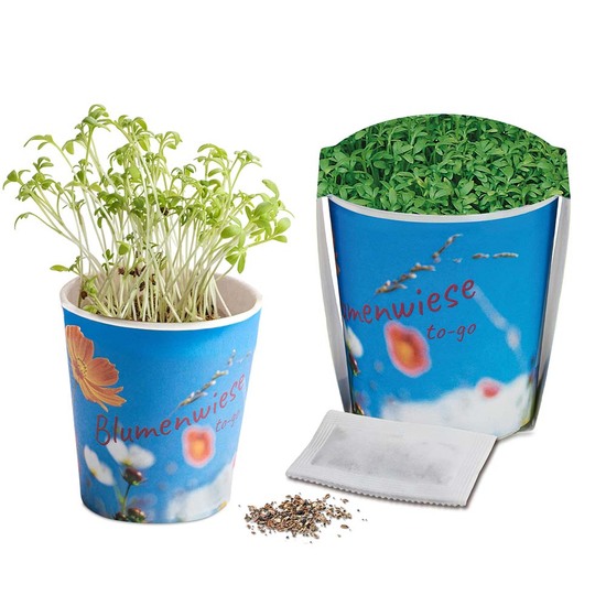 Blumenwiese To-Go - Ostern - Gartenkresse - Druck individuell 4/0-c