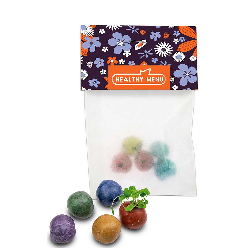 Bunte Mini Flower-Balls mit Samen - mit Digitaldruck