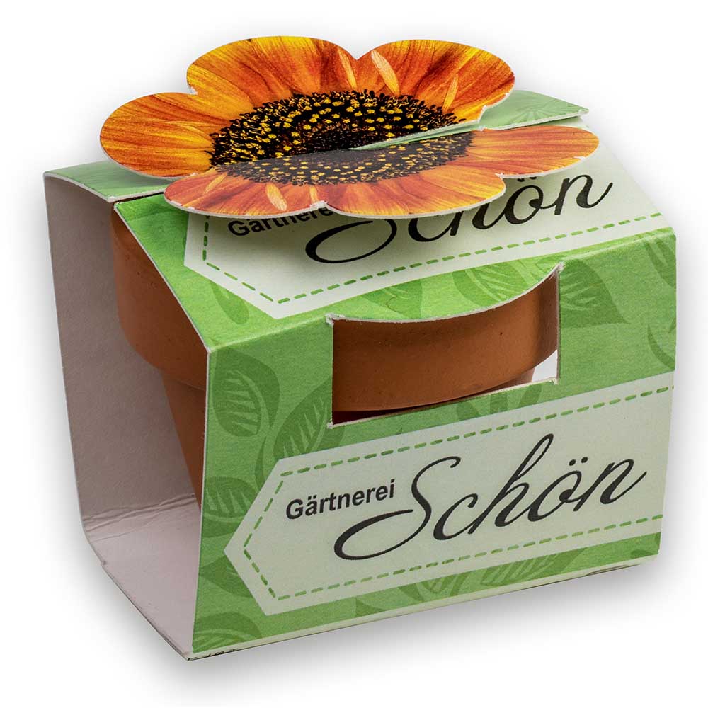Tontöpfchen-Blume mit Samen - Sommerblumenmischung inkl. Tampondruck