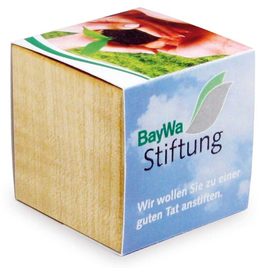 Pflanz-Holz mit Samen (Graspapier-Banderole) - Gewürzpaprika, 2 Seiten gelasert