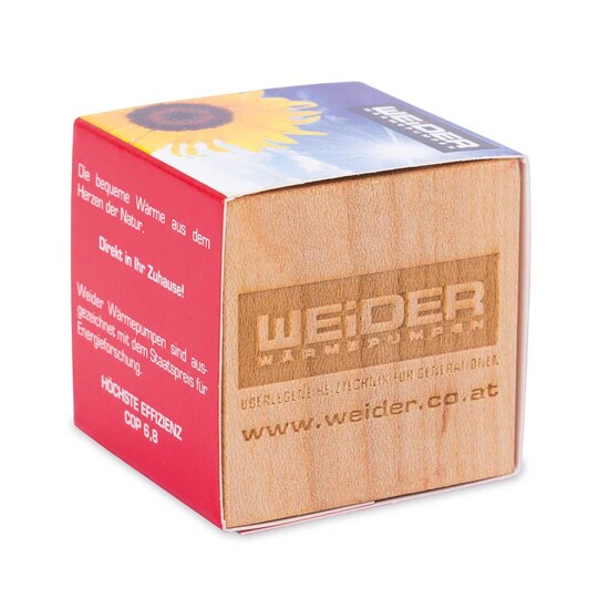 Pflanz-Holz Magnet mit Samen - Persischer Klee, 2 Seiten gelasert