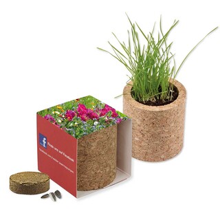 Pflanz-Kork rund mit Samen - Sommerblumenmischung, Lasergravur