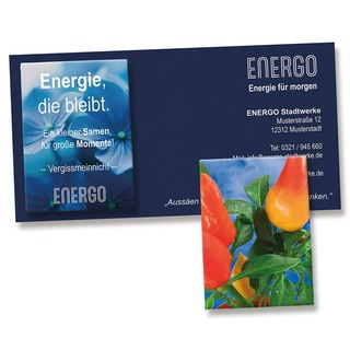 Samentütchen auf Werbekarte - Gewürzpaprika