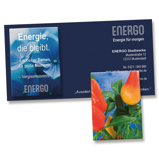 Samentütchen auf Werbekarte - Gewürzpaprika