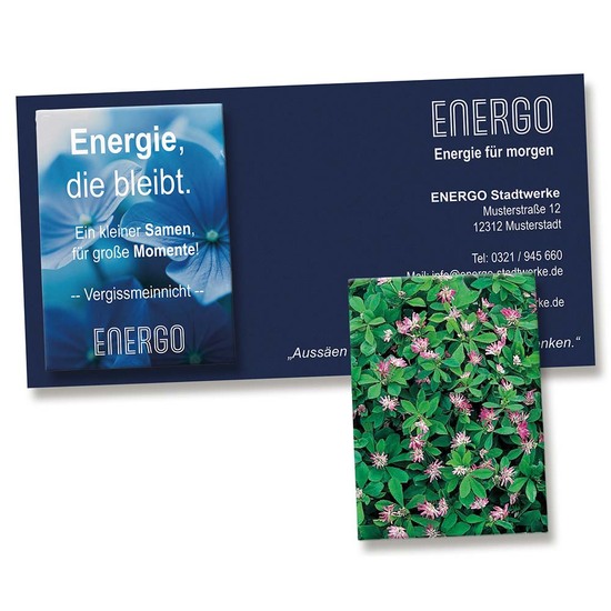 Samentütchen auf Werbekarte - Persischer Klee