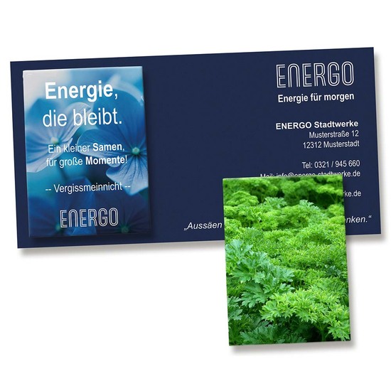 Samentütchen auf Werbekarte - Petersilie