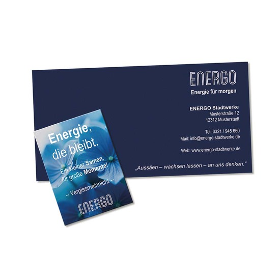 Samentütchen auf Werbekarte - Ringelblume