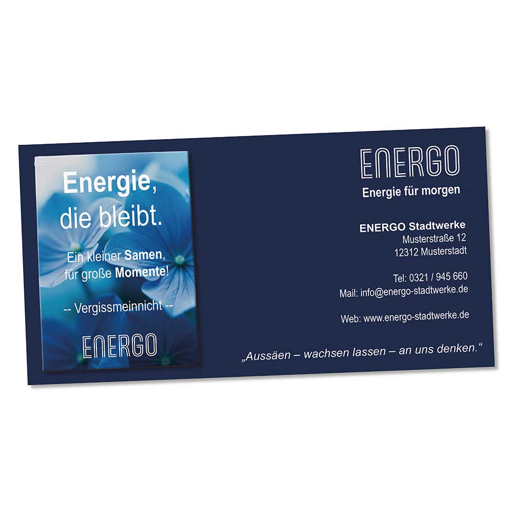 Samentütchen auf Werbekarte - Sommerblumenmischung