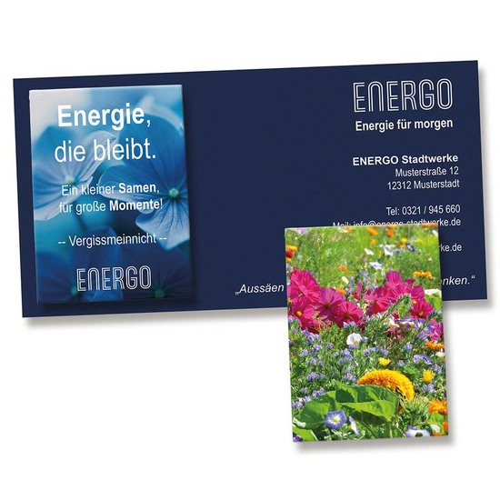 Samentütchen auf Werbekarte - Sommerblumenmischung