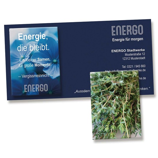 Samentütchen auf Werbekarte - Thymian